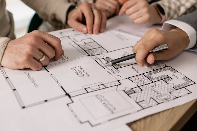 looking at a home design plan